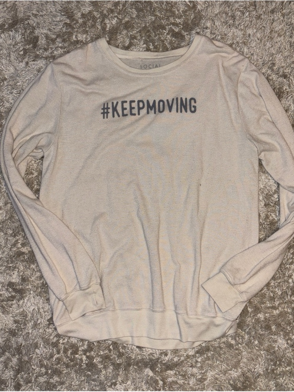 White "#KEEPMOVING" Crewneck Sweater Women’s